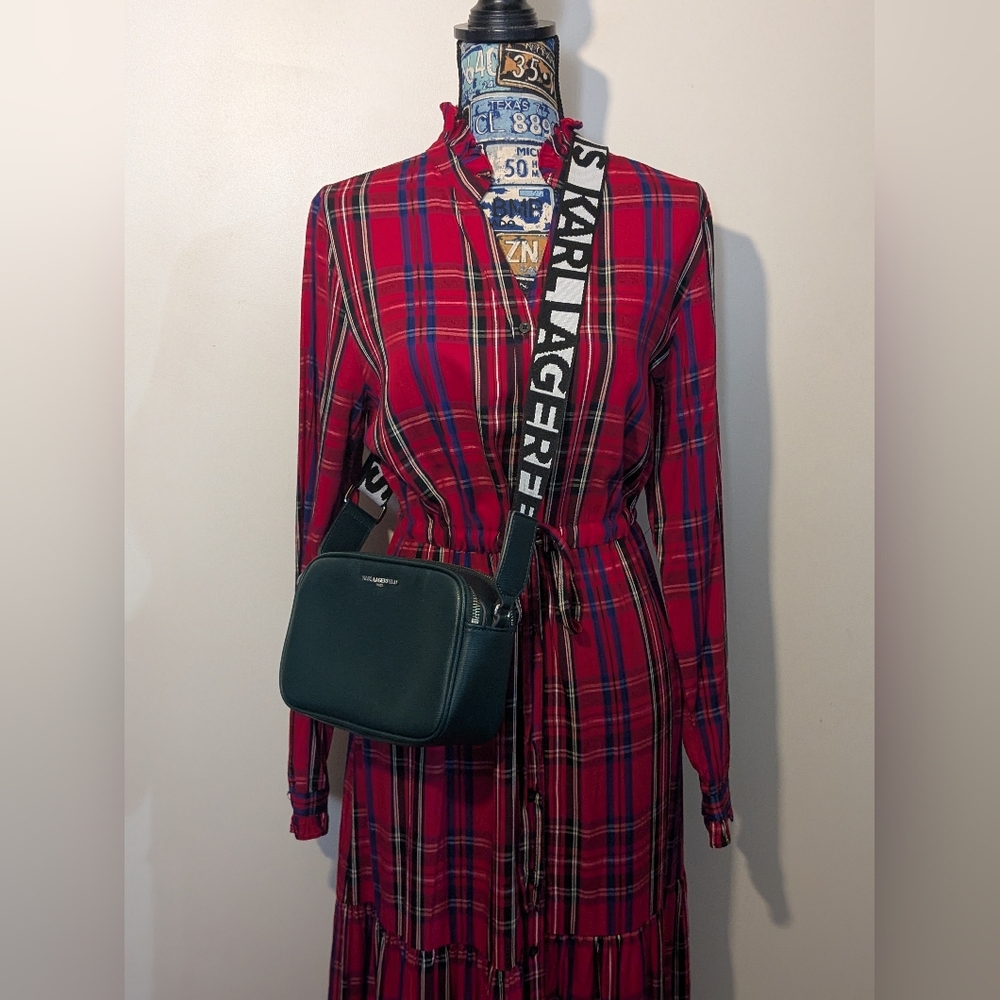 CHAPS NWT Tartan Plaid Drawstring Waist Maxi Dress - Picture 15 of 16